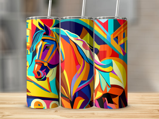 Colorful Abstract Horse Design Tumbler Product