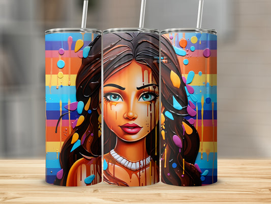 Colorful Art Design Tumbler with Abstract Portrait