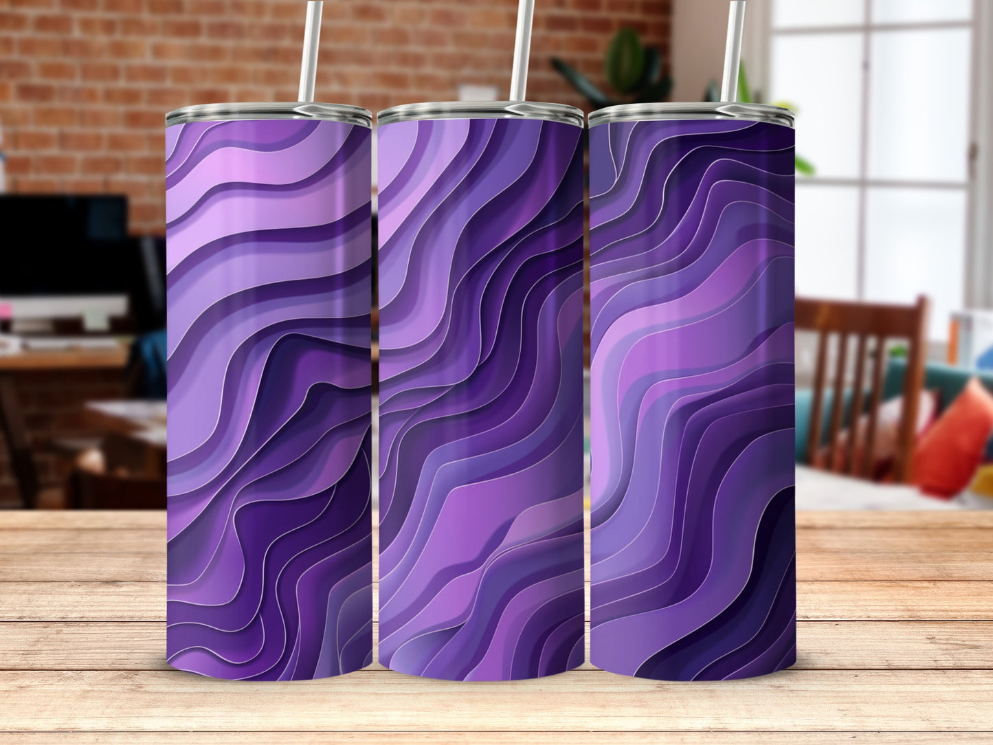 Purple and Black Abstract Wave Design Tumbler Product