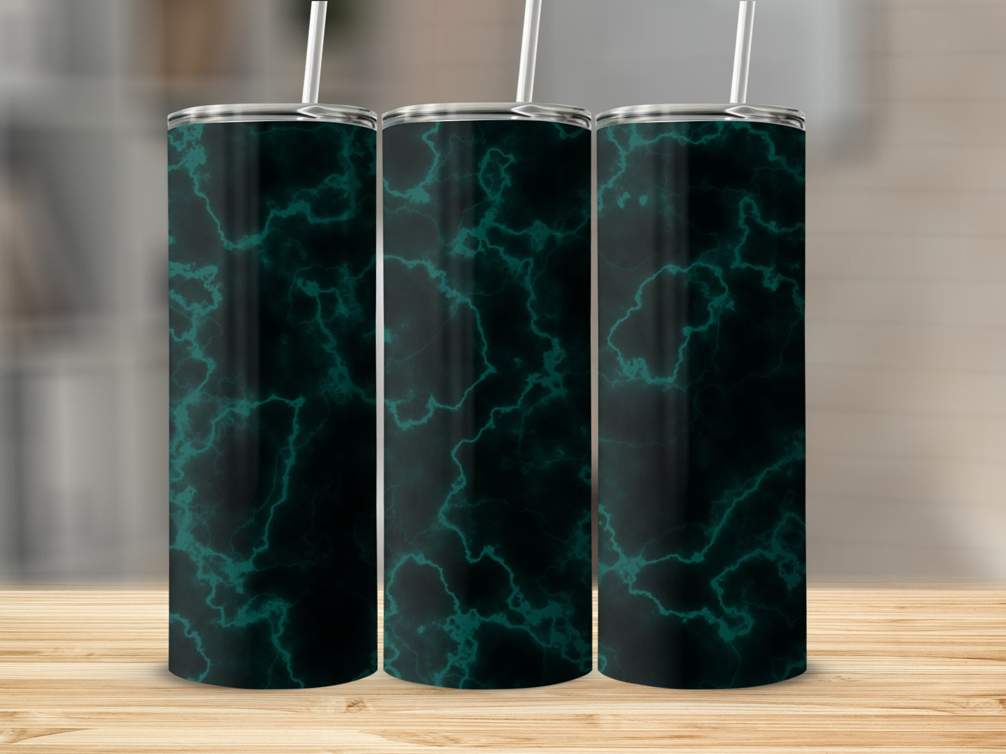 Dark Green Abstract Lightning Design Pattern Tumblers