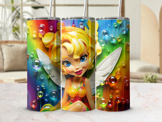 Vibrant Fairy Character Design Skinny Tumbler Cup