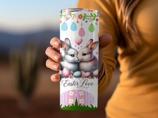 Easter Love Bunny Design with Eggs Travel Tumbler