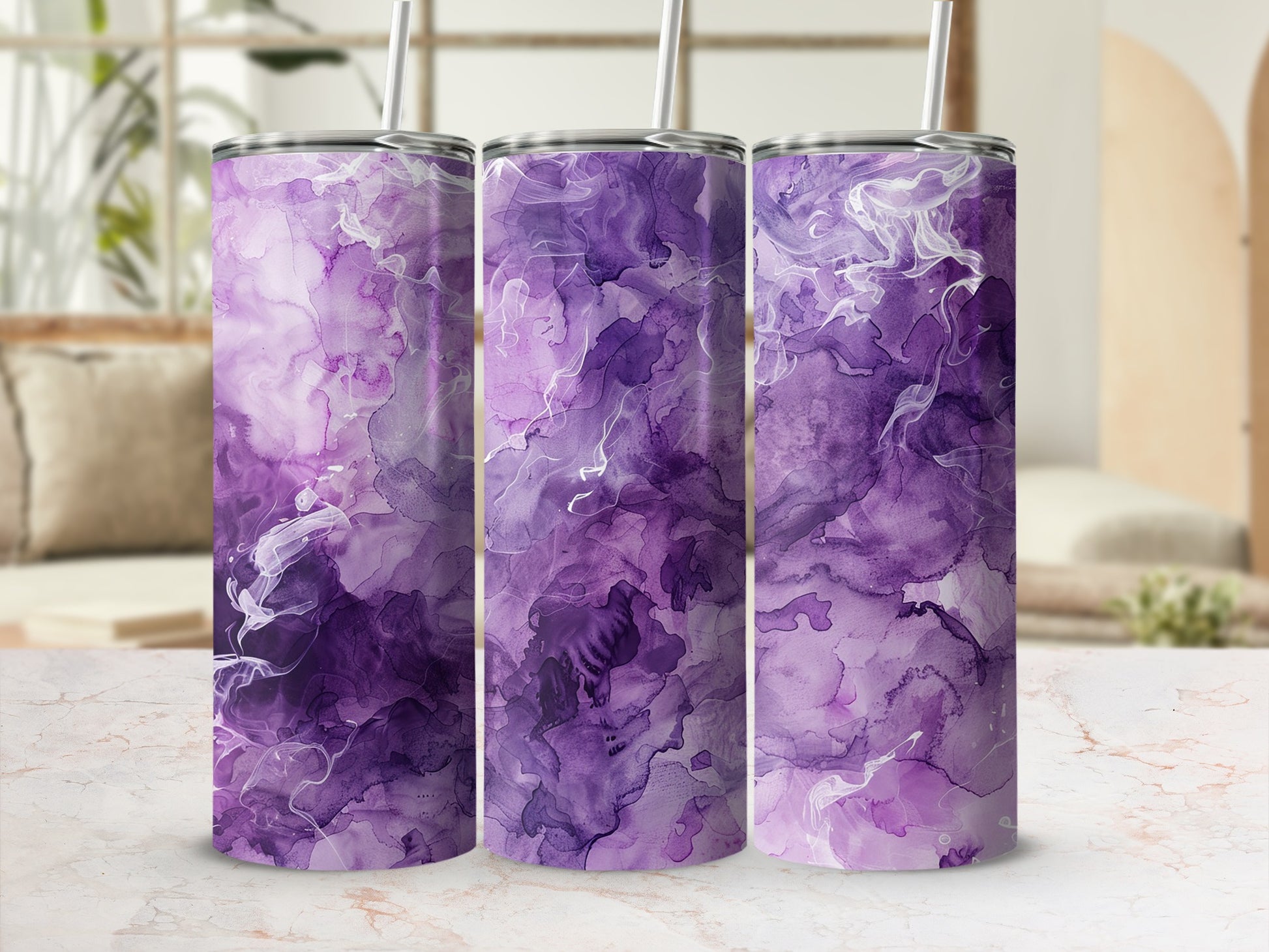 Purple Abstract Marble Design Insulated Tumbler Product