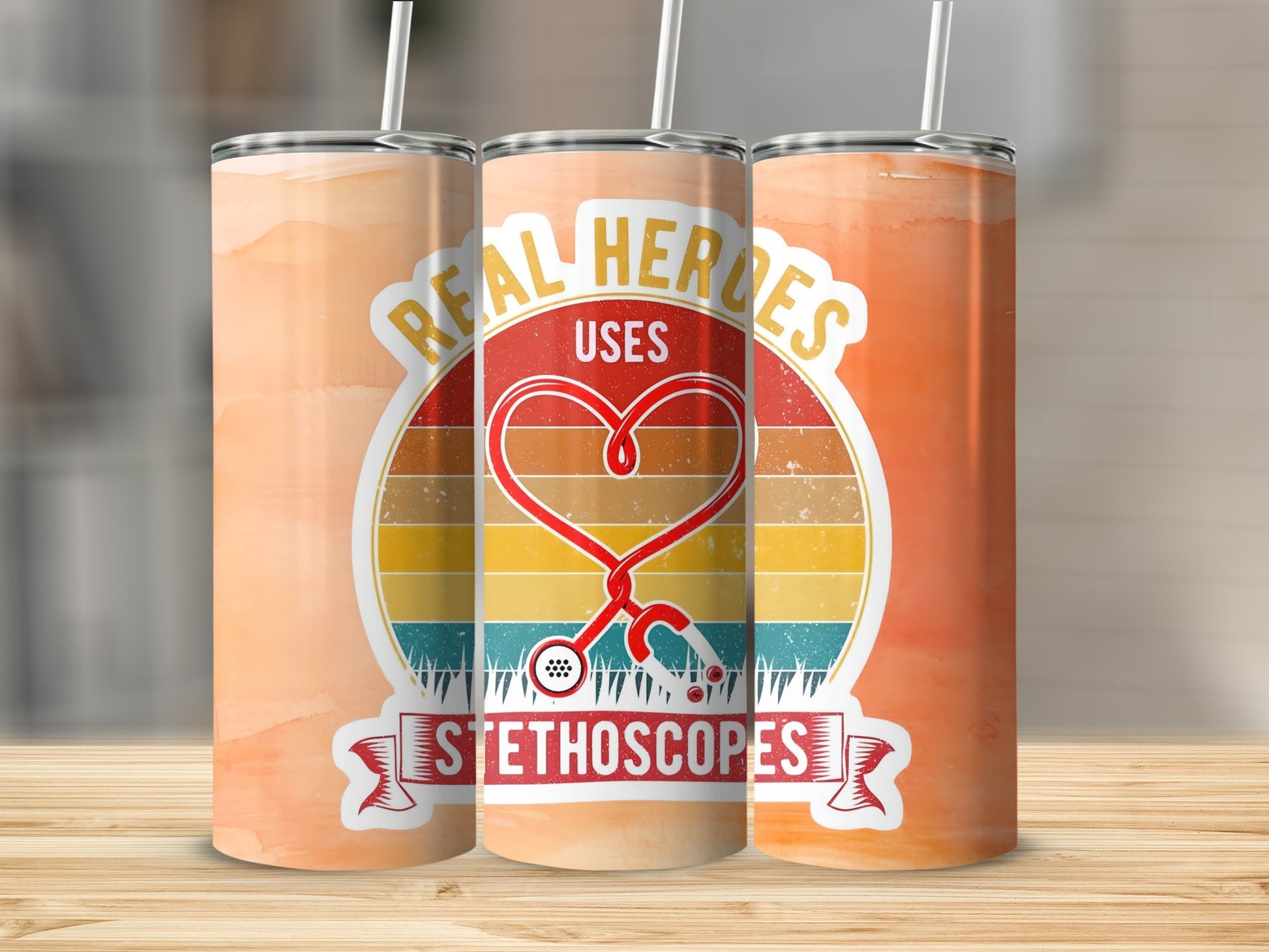 Real Heroes Uses Stethoscopes Tumbler Cup with Straw