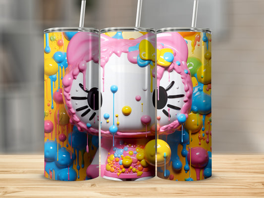Colorful Drip Art Hello Kitty Tumbler for Kids