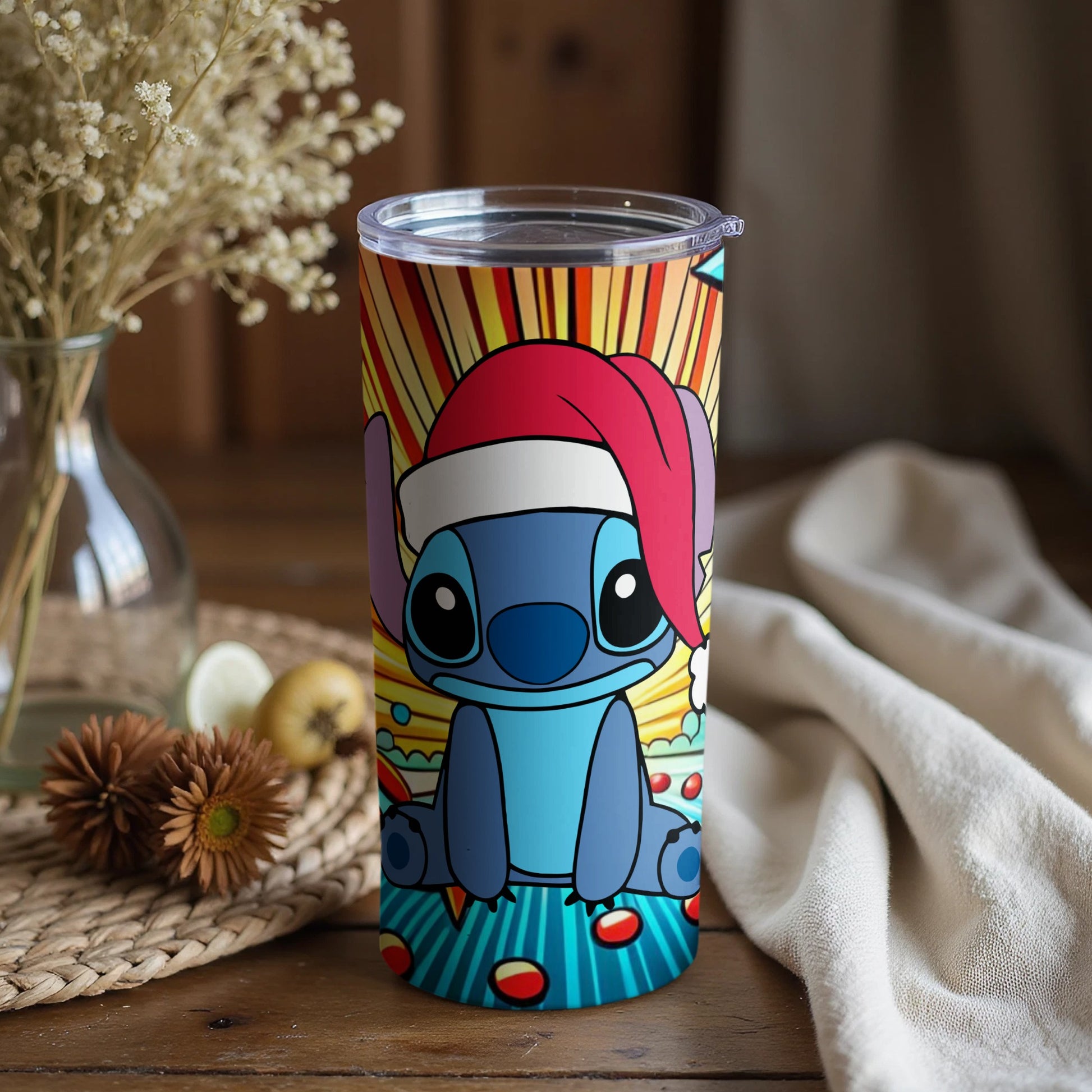 Santa Claus Hat Stitch Tumblers with Colorful Design