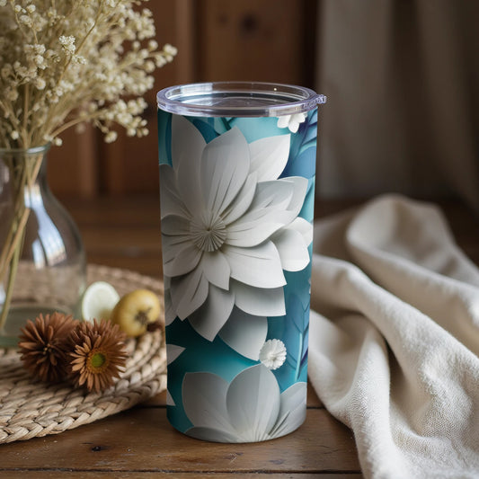 Elegant Floral Design Insulated Travel Tumbler Cup