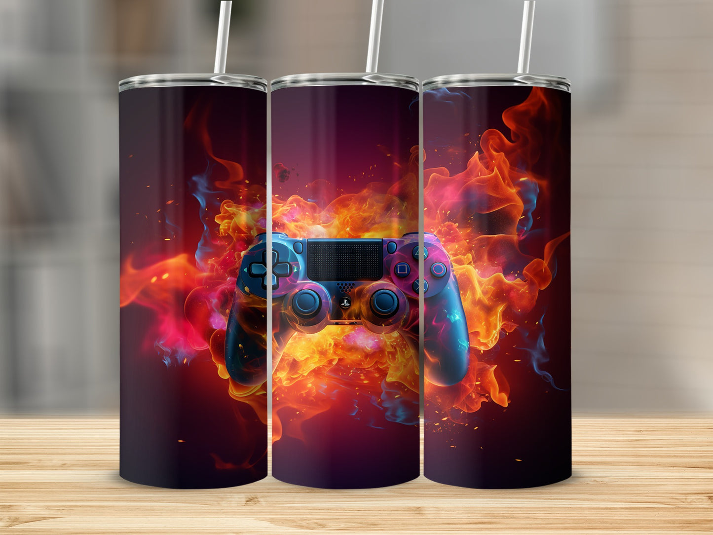 Vibrant Gaming Controller Design Insulated Tumbler
