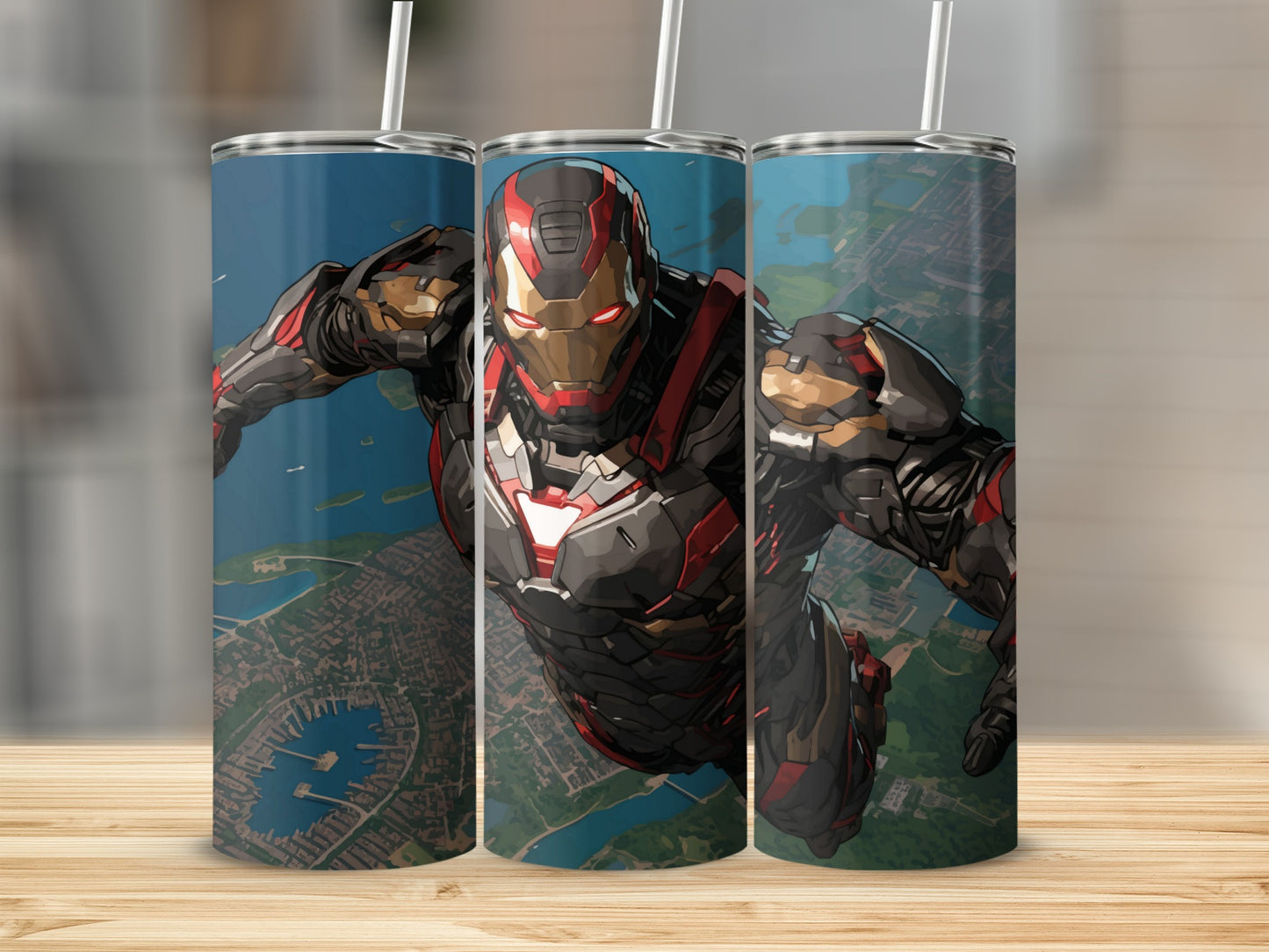 Flying Superhero Design Stainless Steel Tumbler Cup