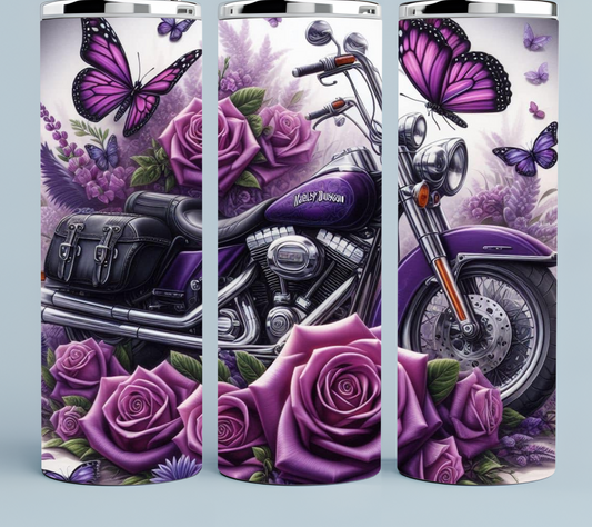 Purple Roses with Harley tumbler