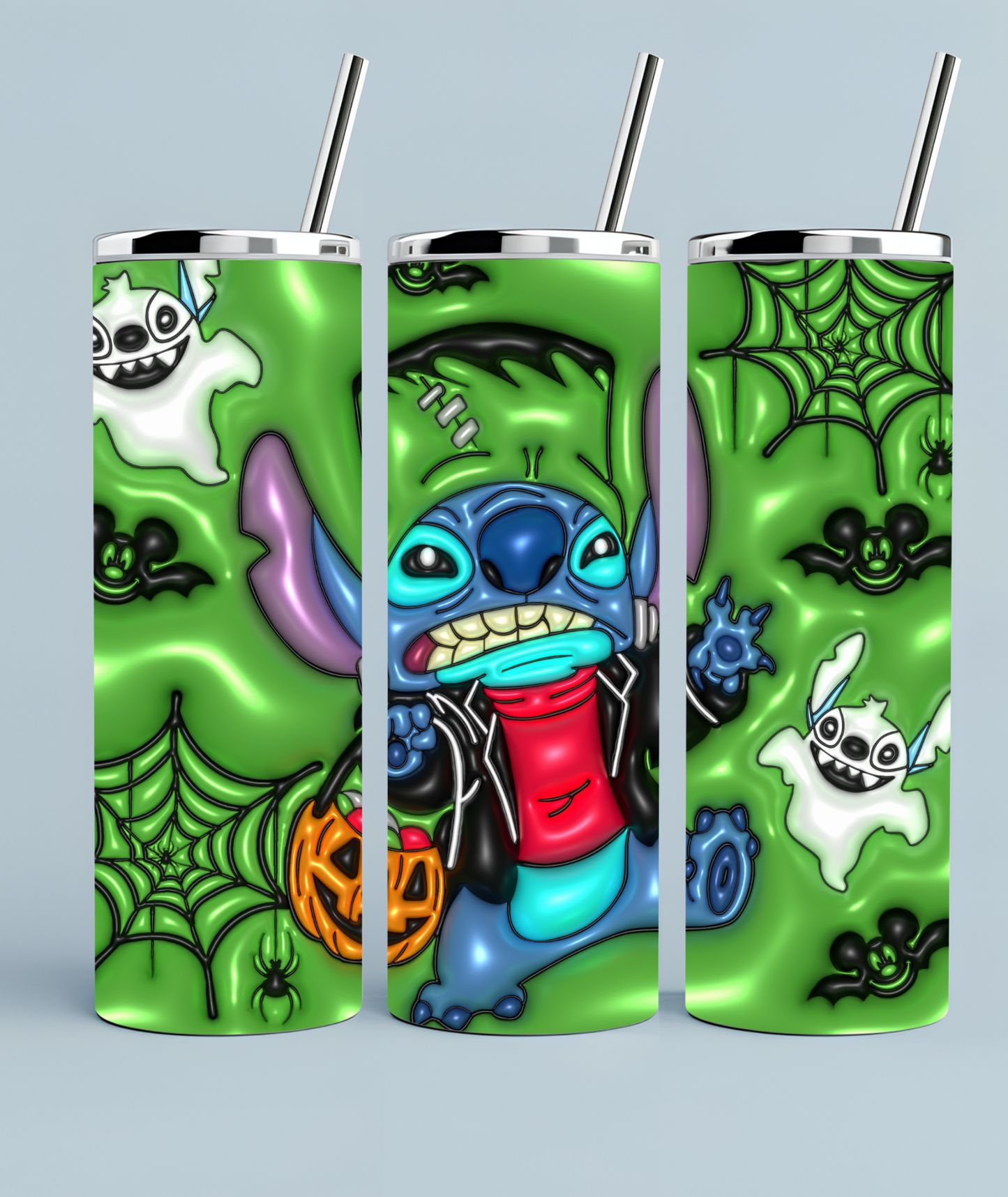 Stitch Dressed as Frankenstein Halloween Tumbler