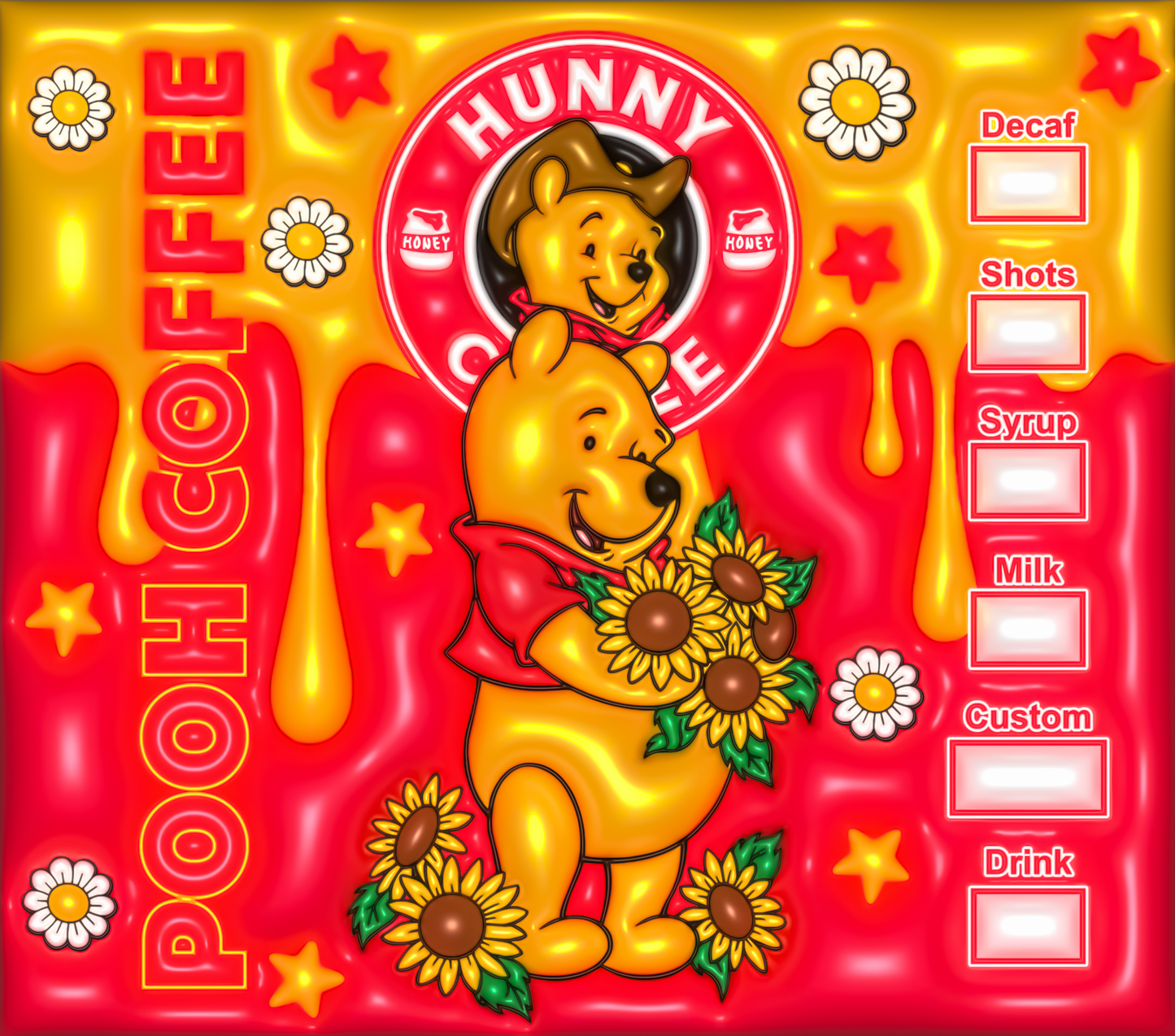 Winnie The Pooh Coffee and Sunflowers