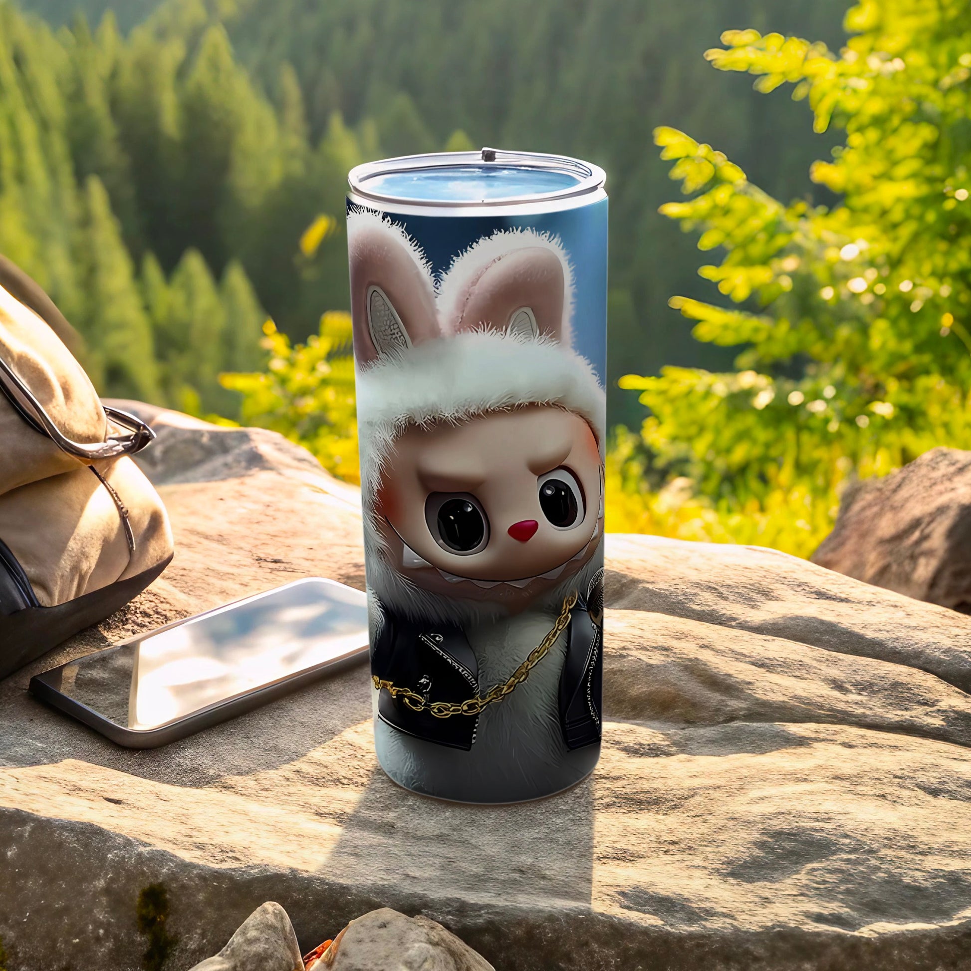 Adorable Bunny with Jacket Travel Tumbler Flask