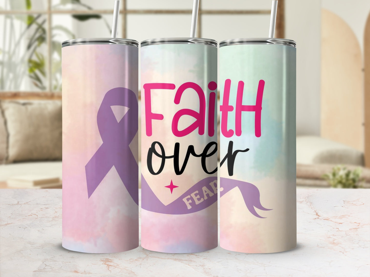 Faith Over Fear Pastel Gradient Tumbler Product