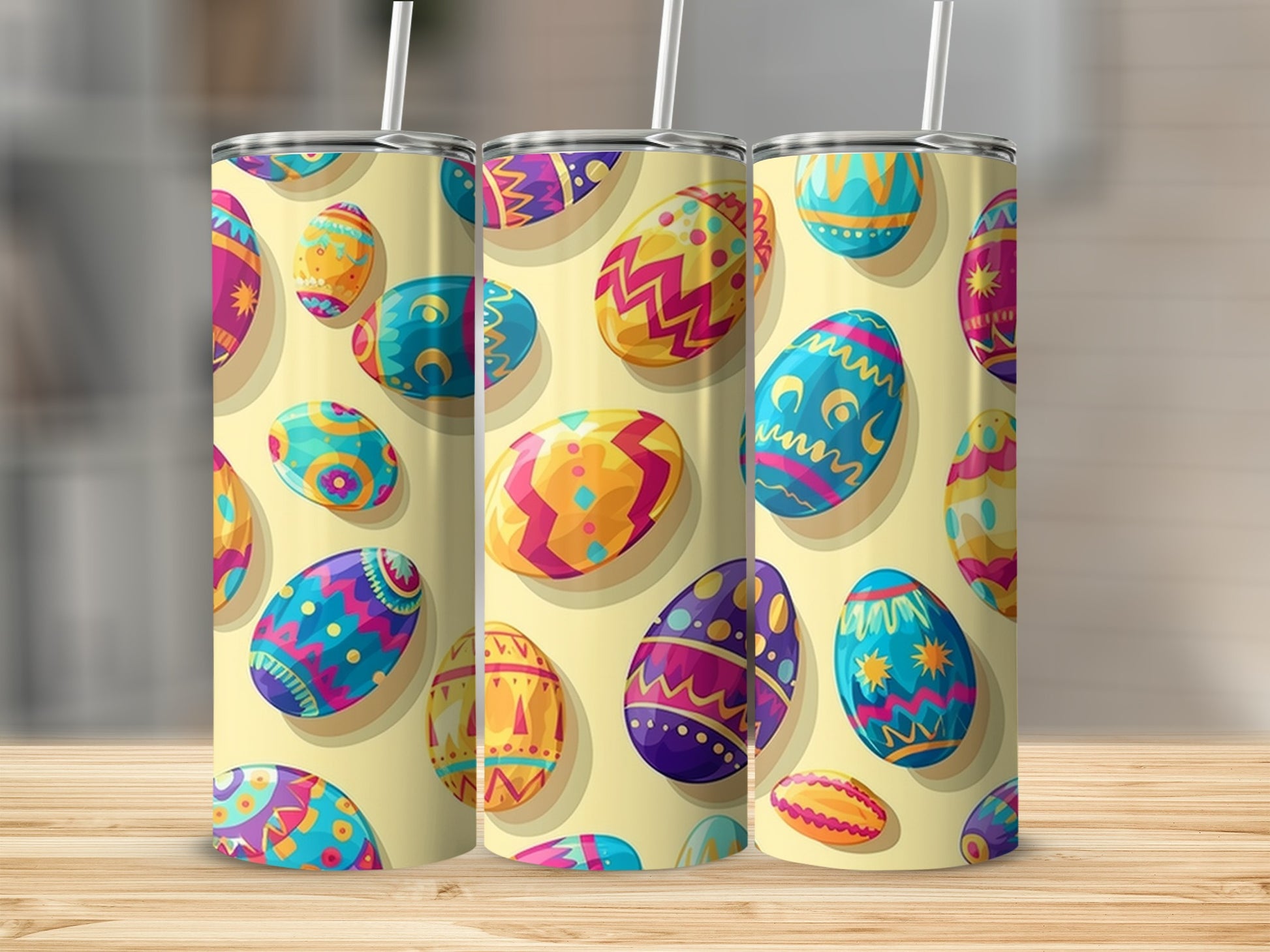 Colorful Easter Eggs Pattern Travel Tumbler Product