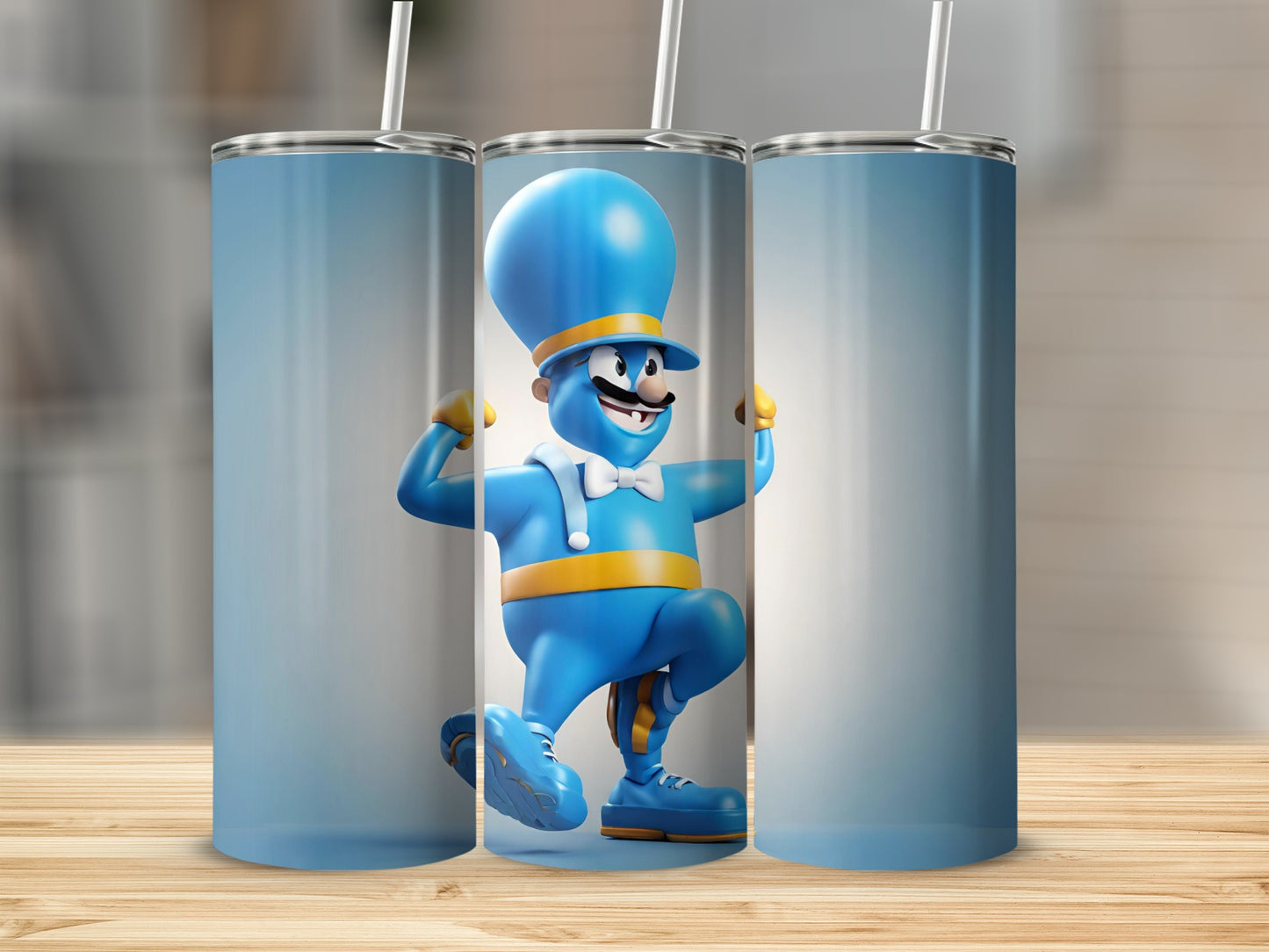 Fun Blue Character Tumbler Insulated Drinkware Accessory