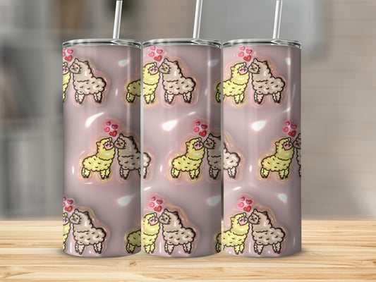 Cute Cartoon Llamas with Hearts Design Tumbler Product