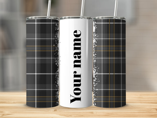 Customizable Personalized Tumbler with Plaid Design