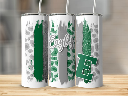 Eagles Design With Green Leopard Print And Brushstrokes Tumblers