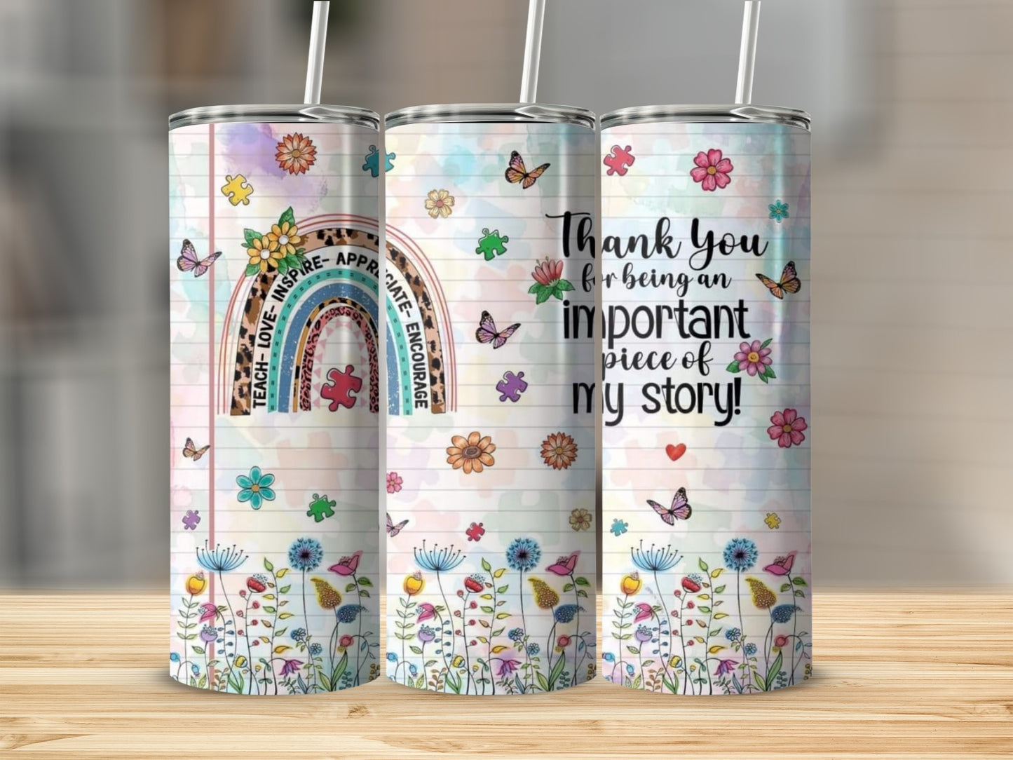 Teach Love Inspire Autism Awareness Graphic Tumblers