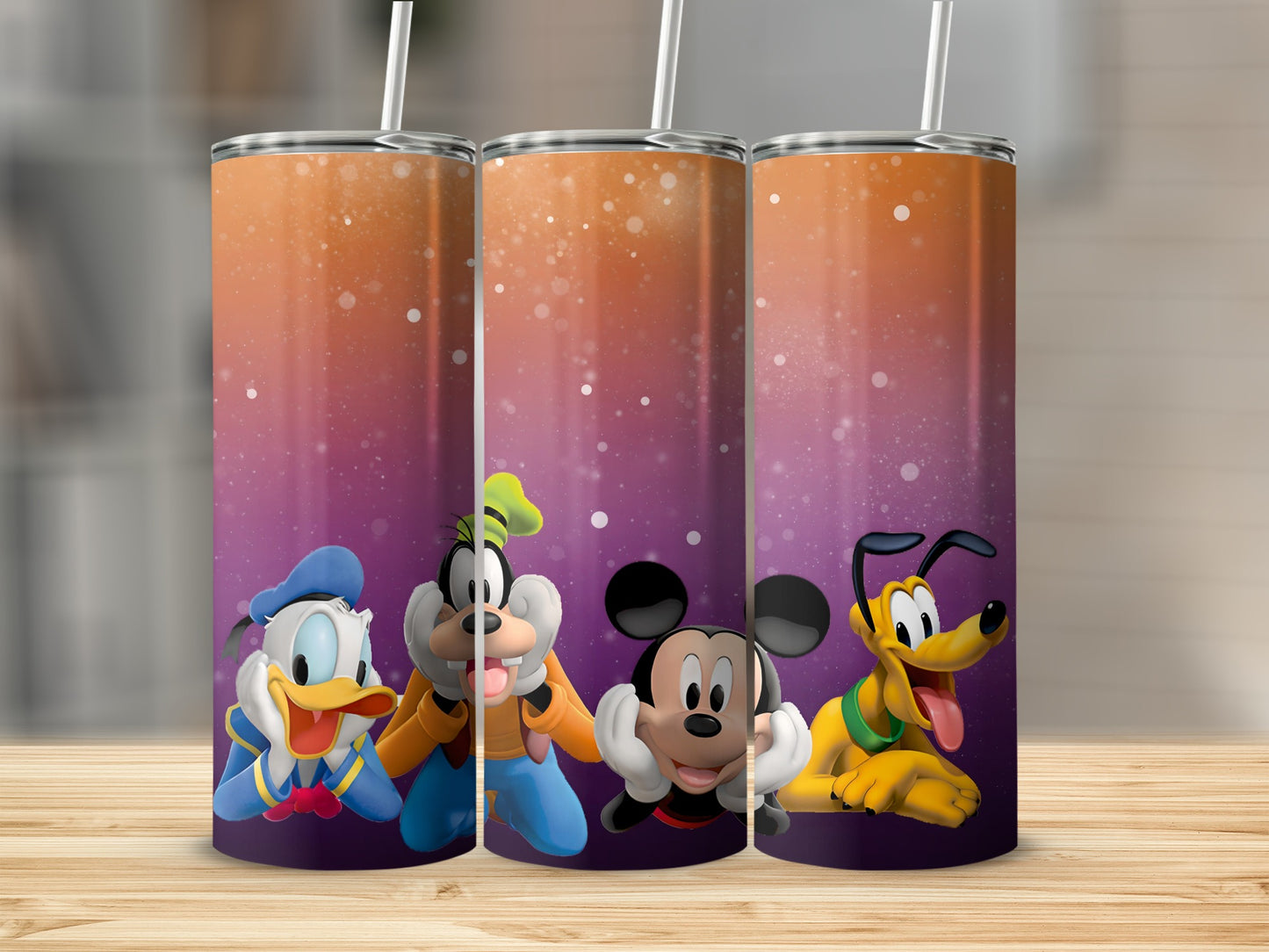 Colorful tumbler featuring beloved cartoon characters