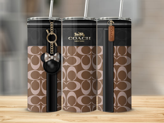 Coach New York Brown Tumbler with Keychain Accessory