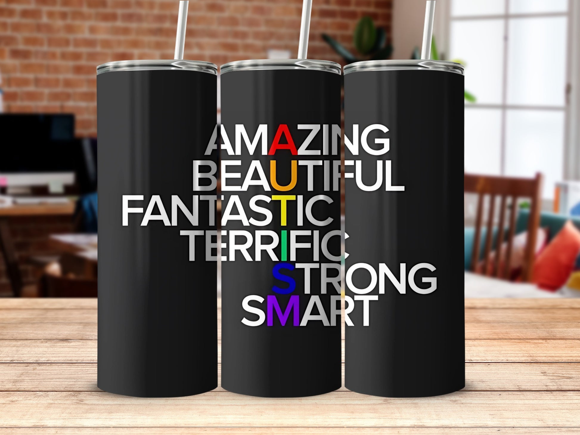 Inspirational Autism Awareness Black Tumbler