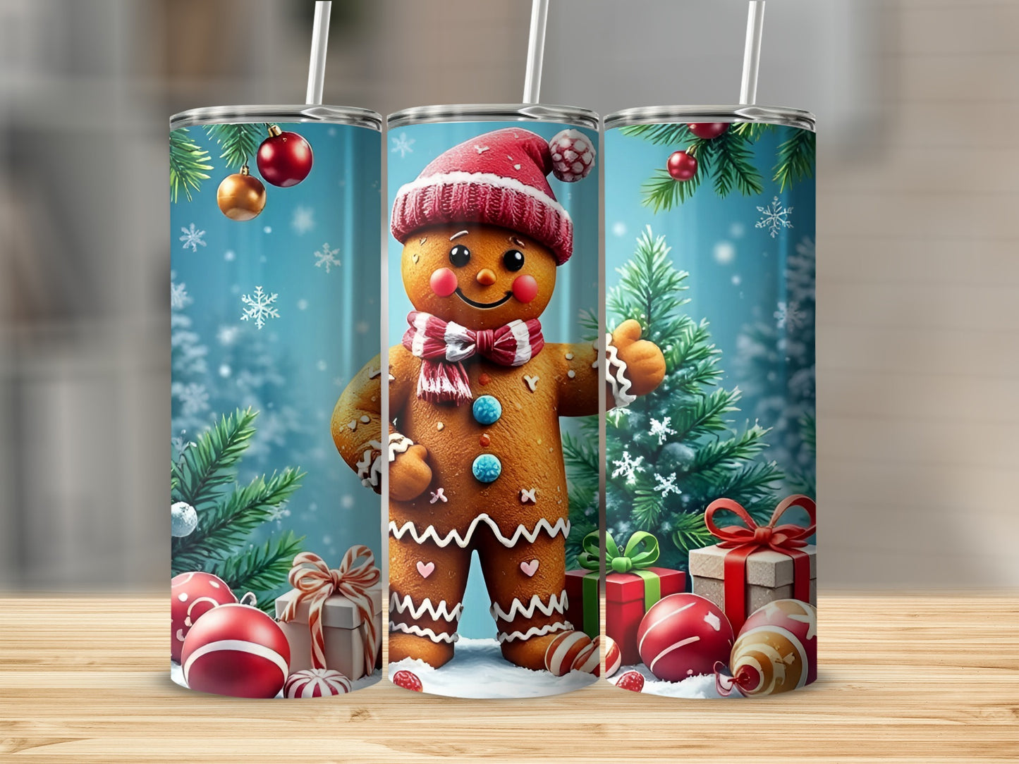 Festive Gingerbread Man Christmas Holiday Cheer Tumbler