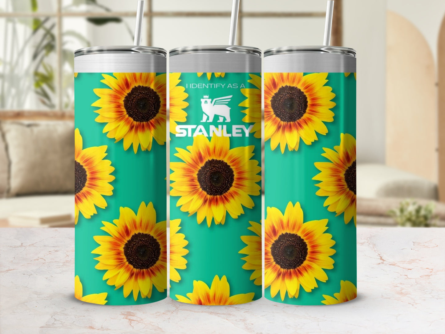 Sunflower Pattern Stainless Steel Tumbler