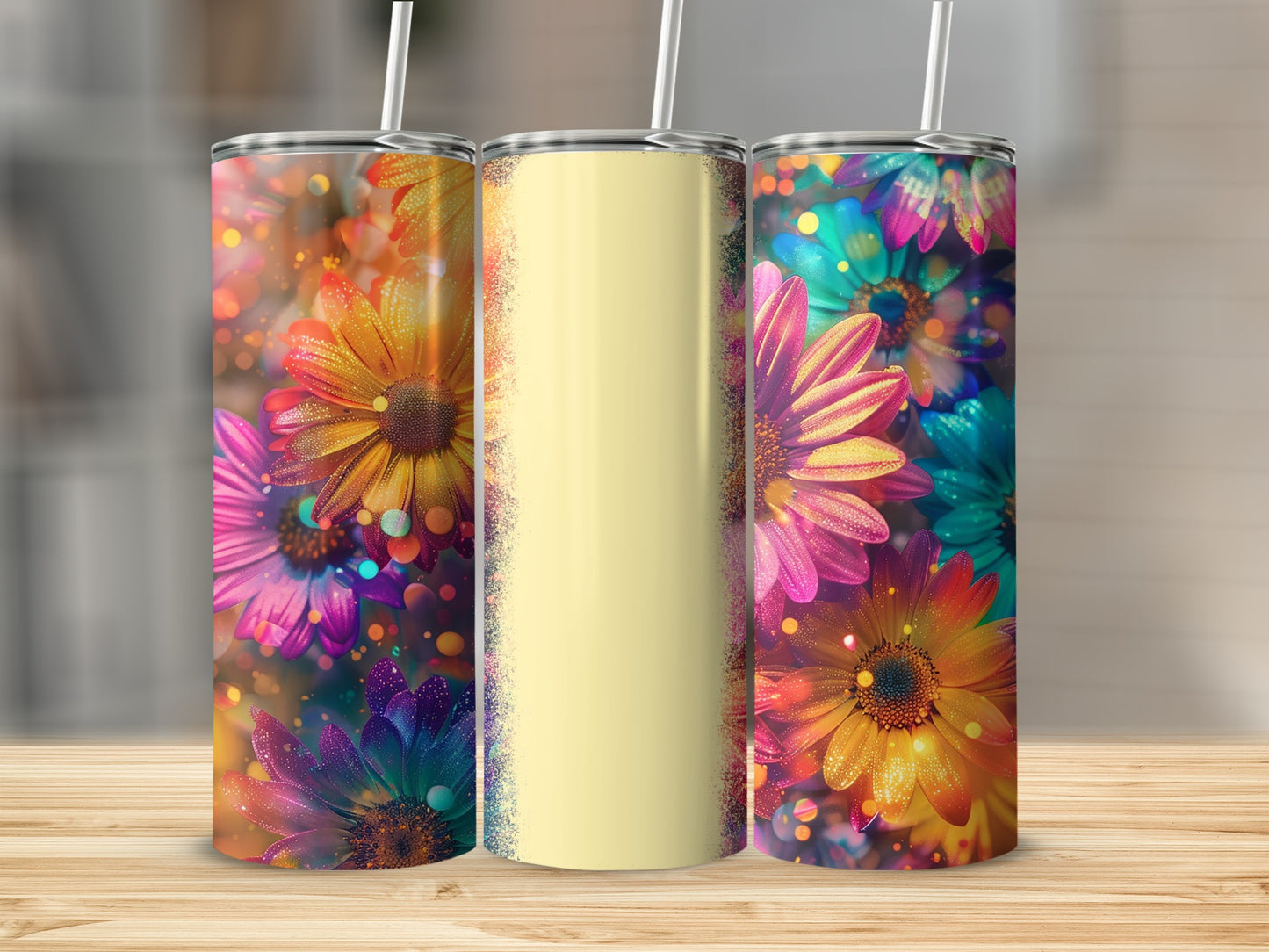 Vibrant Floral Tumblers with Colorful Feminine Designs
