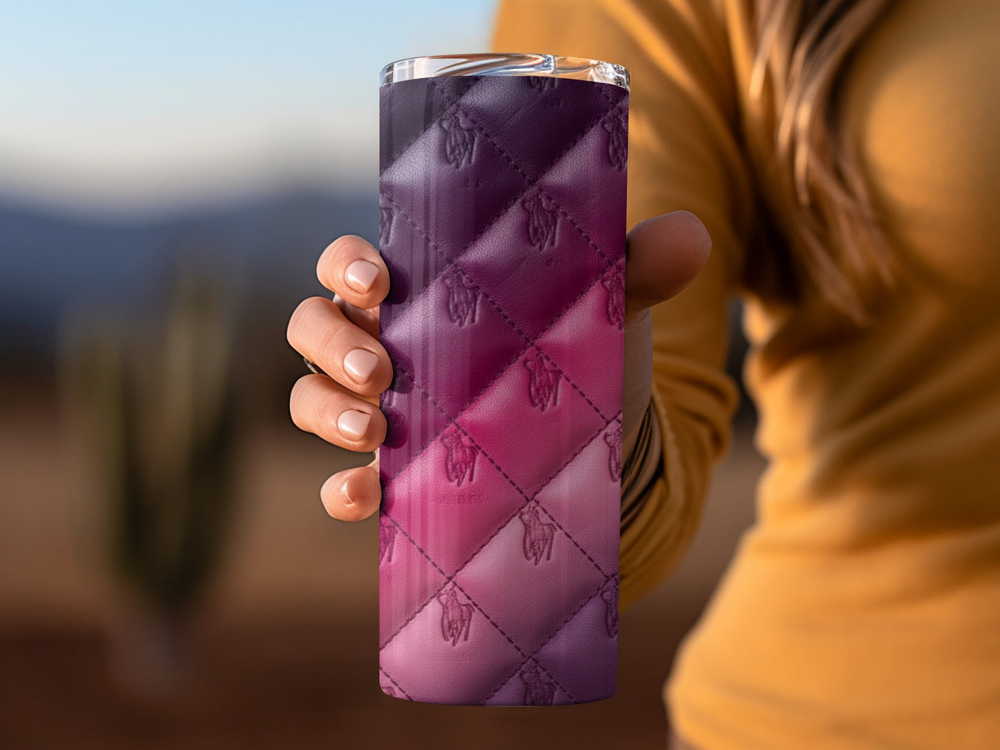 Quilted Pattern Horse Logo Gradient Color Tumblers