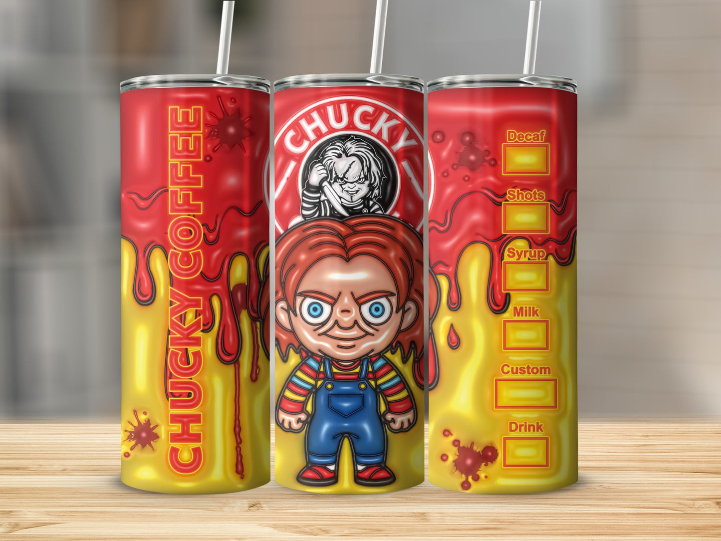 Chucky Coffee Tumbler with Customizable Drink Options