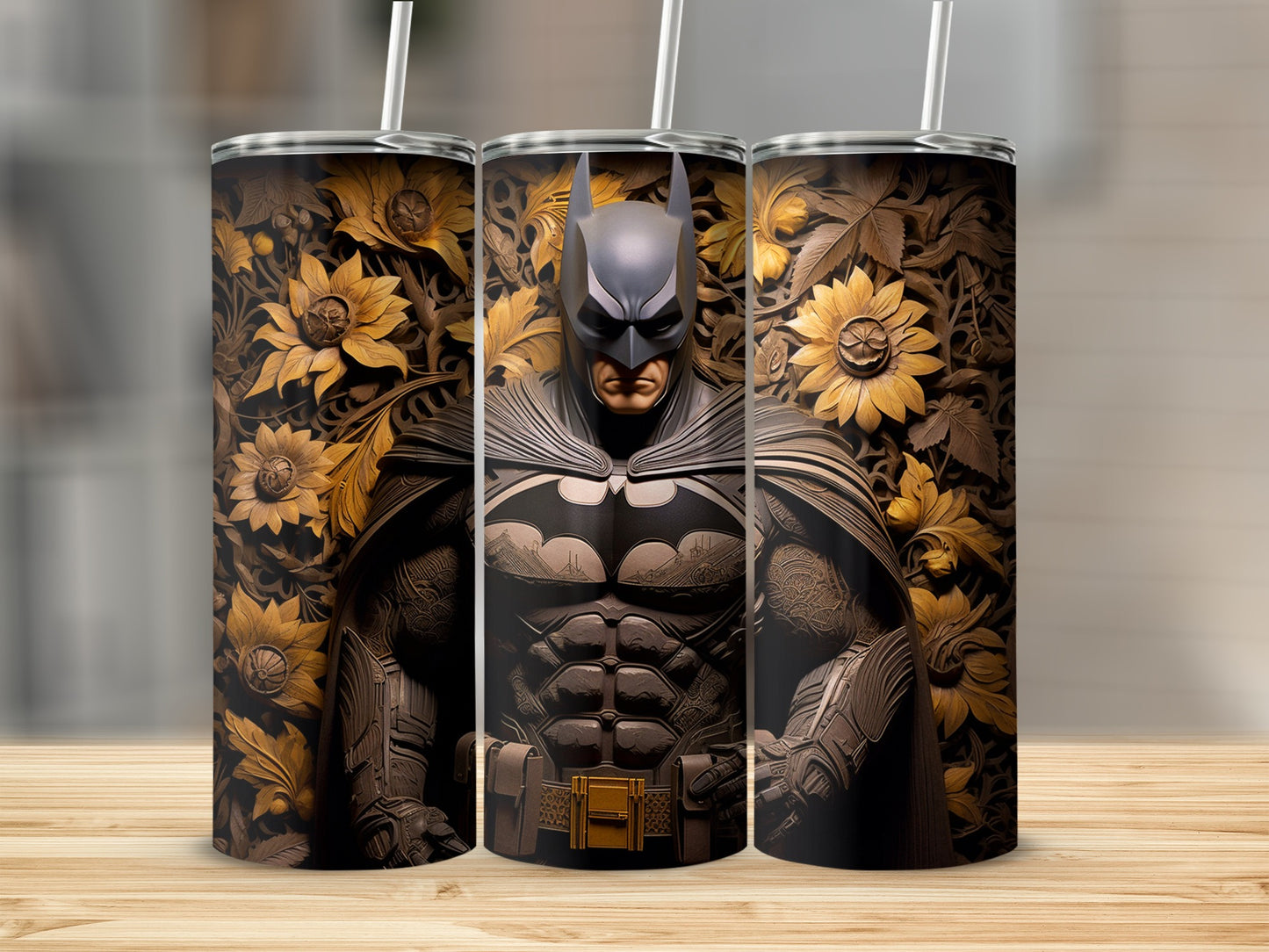 Intricate Batman Floral Design Tumbler product