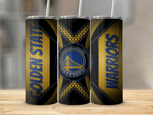 Golden State Warriors Emblem on Abstract Pattern Tumblers
