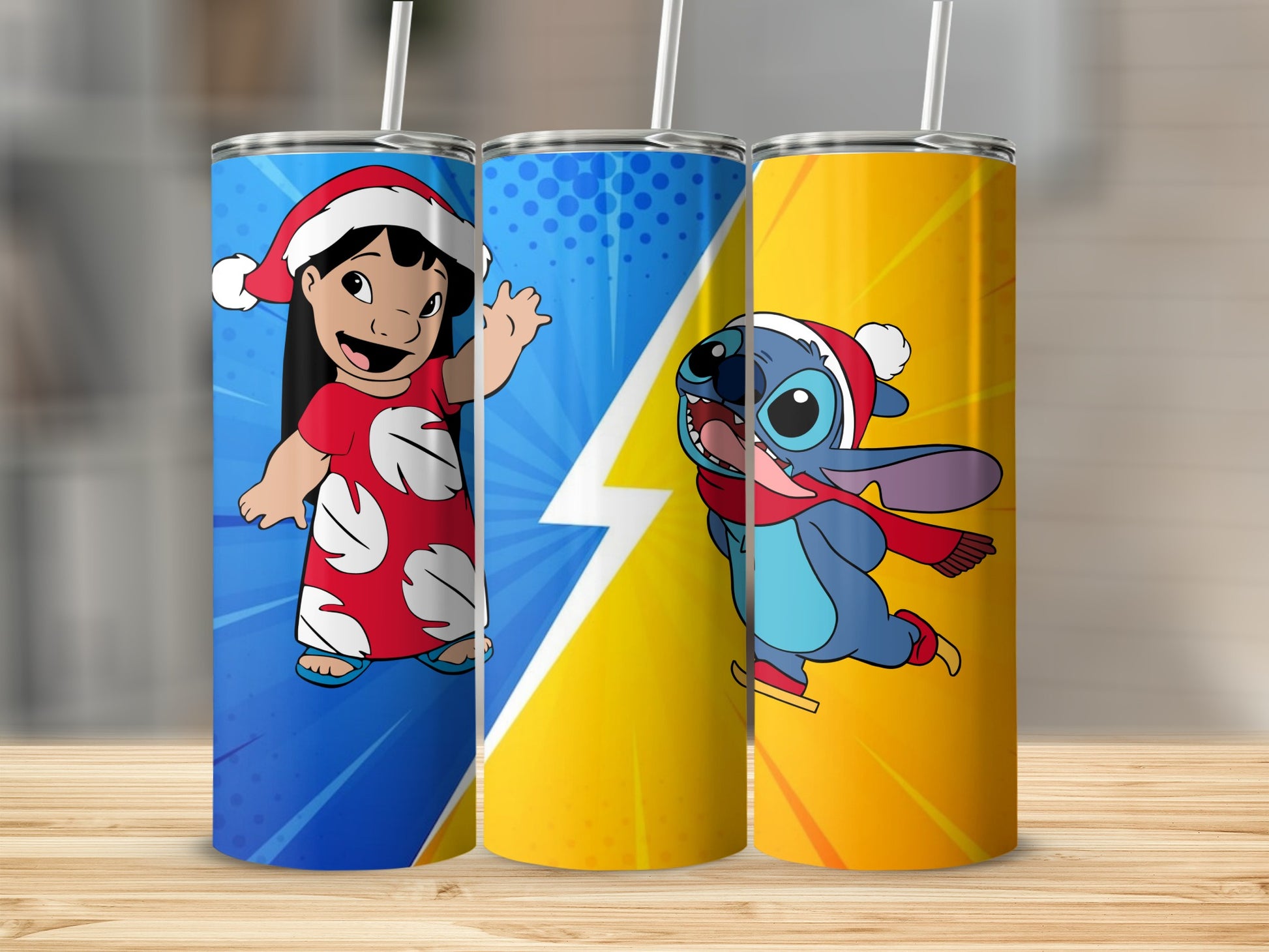 Festive Lilo and Stitch Design Tumbler Set for Fans