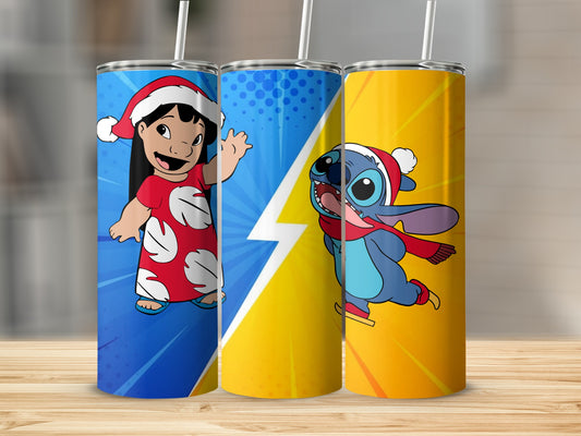 Festive Lilo and Stitch Design Tumbler Set for Fans