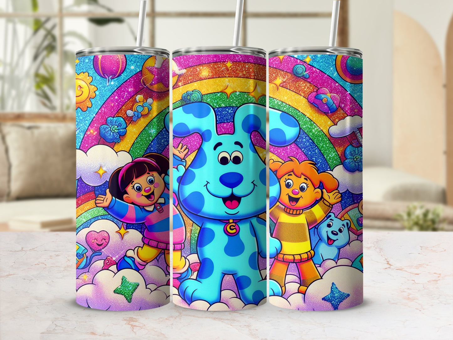 Vibrant Rainbow and Cartoon Character Tumbler Product