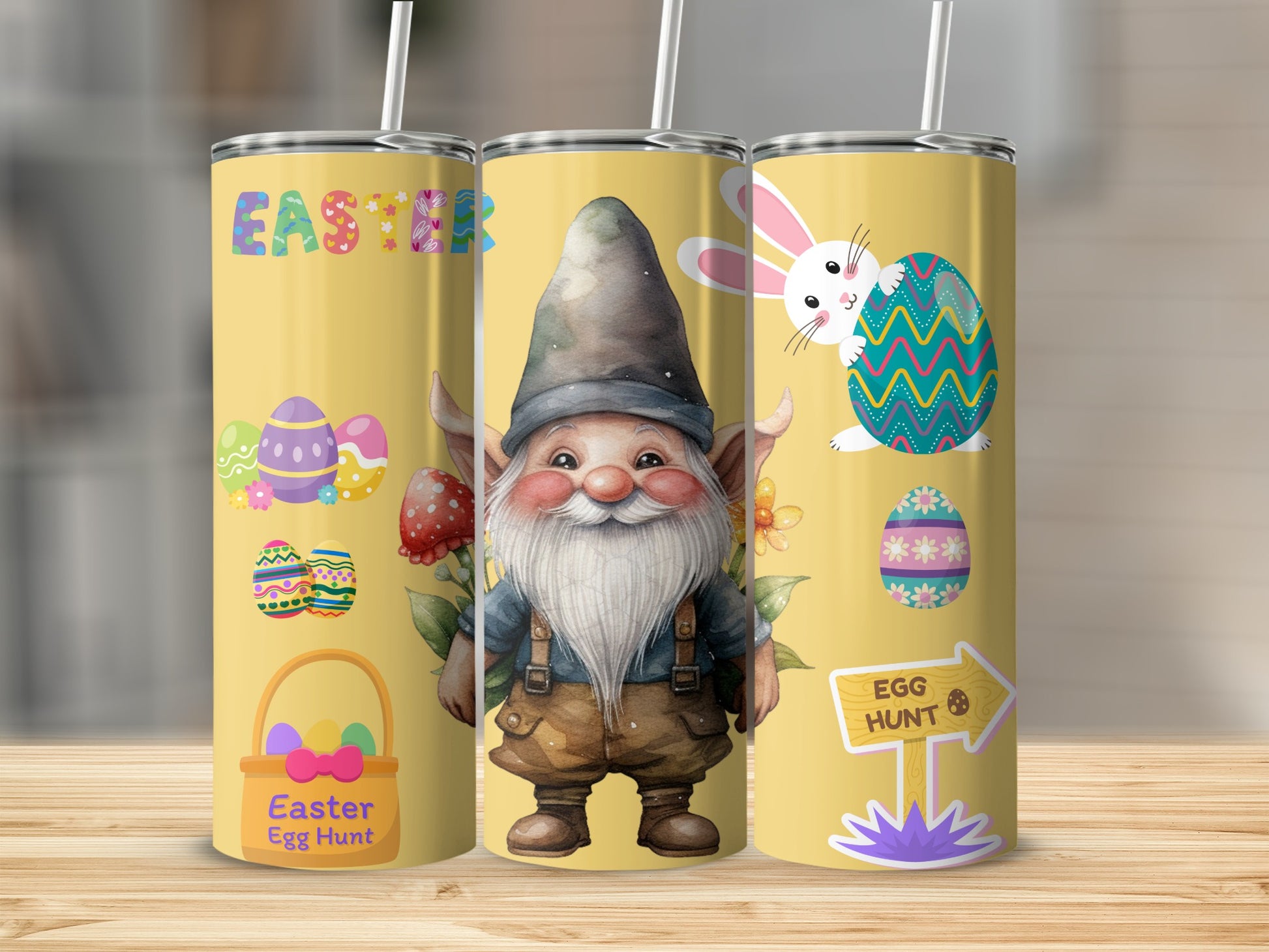 Cute Easter Gnome and Bunny Design Tumbler for Kids