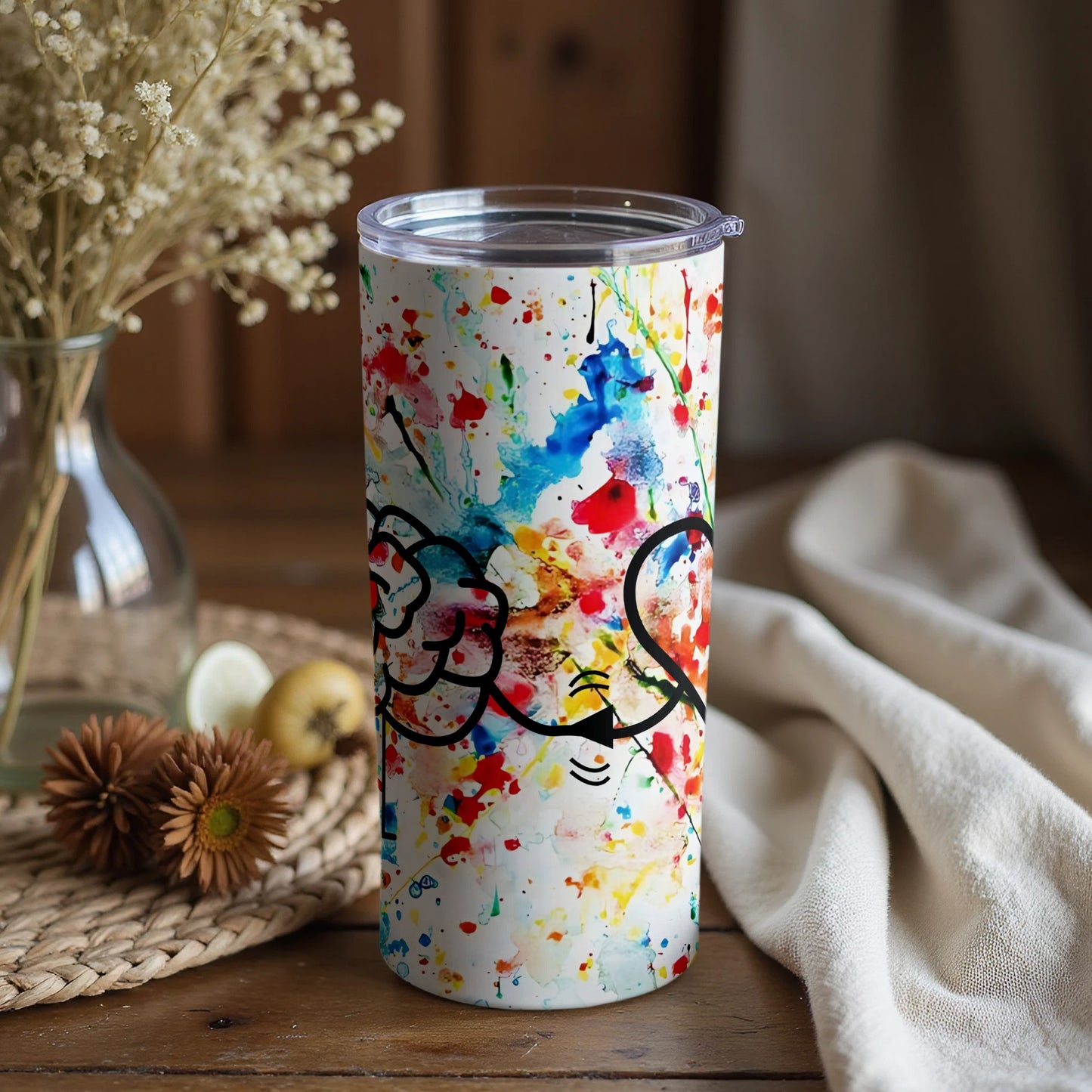 Colorful Abstract Art Design Travel Tumbler