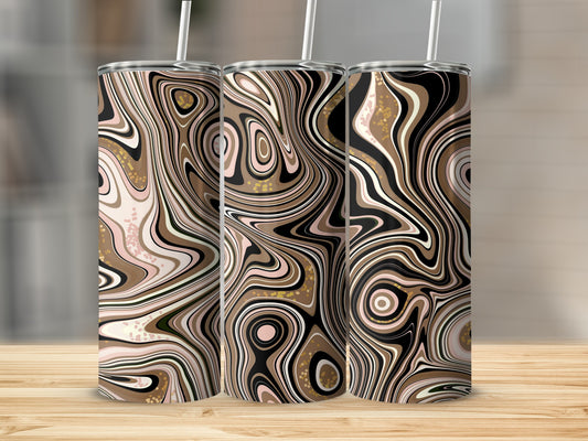 Abstract Fluid Art Swirl Pattern in Earthy Tones Tumblers