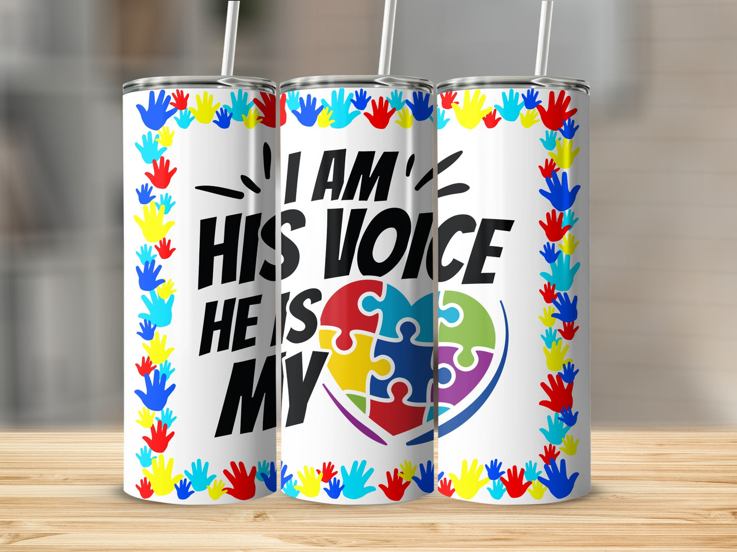 I Am His Voice He Is My Heart Puzzle Tumblers