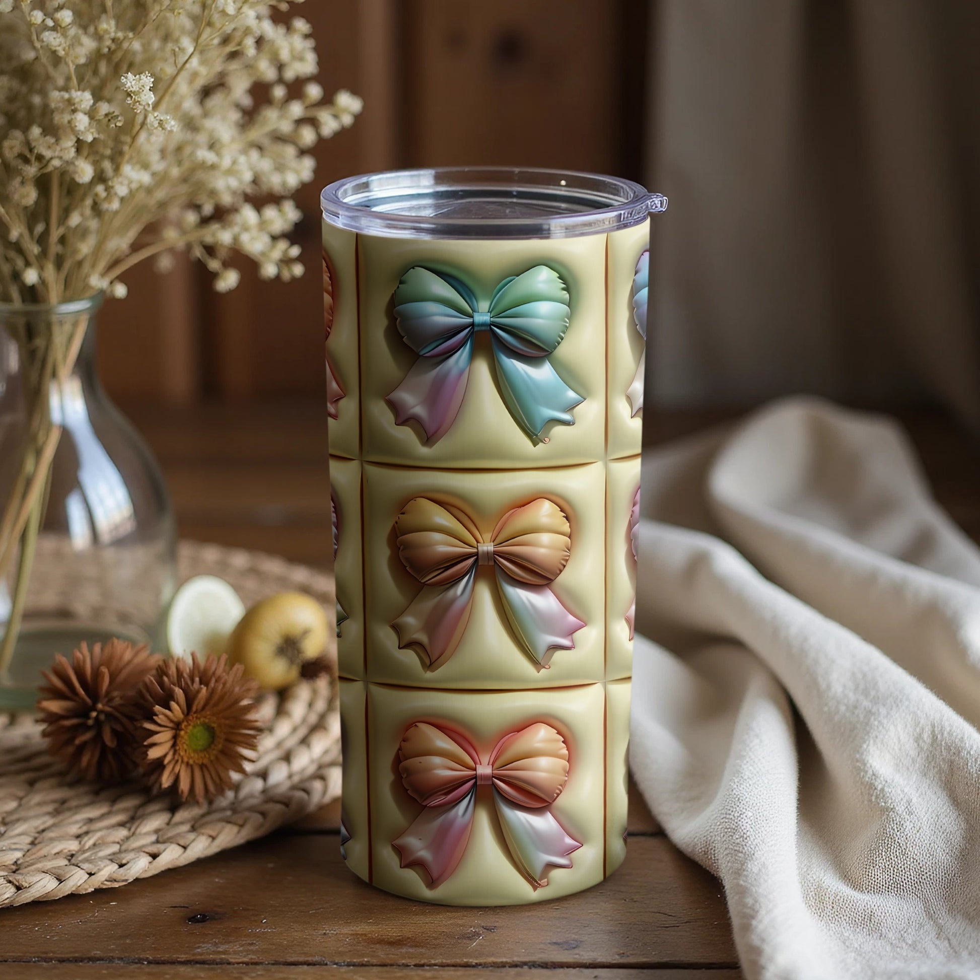 Rainbow Ribbon Design Tumbler for Stylish Beverage Storage