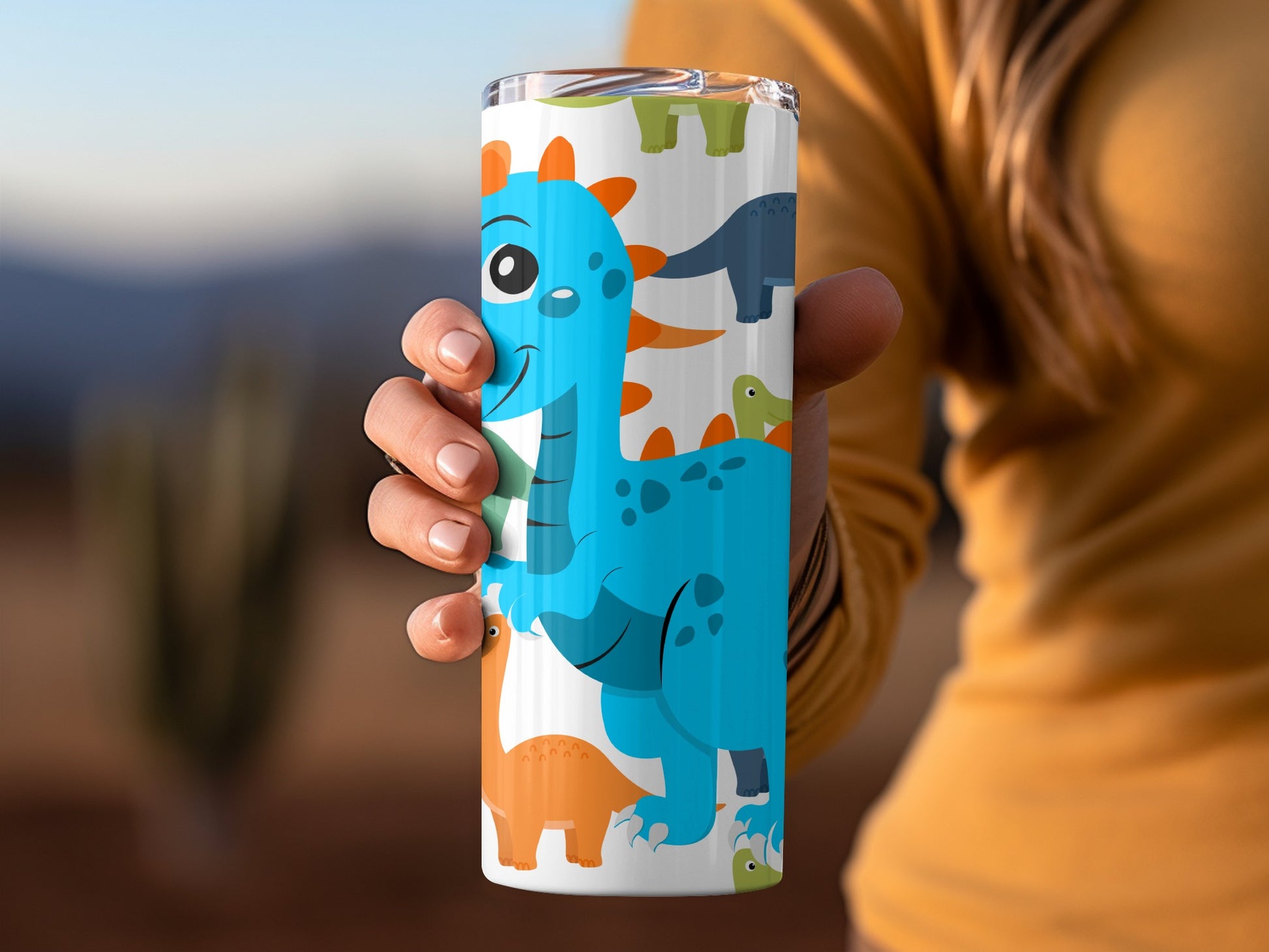 Colorful Dinosaur Artwork for Kids Tumbler Cup