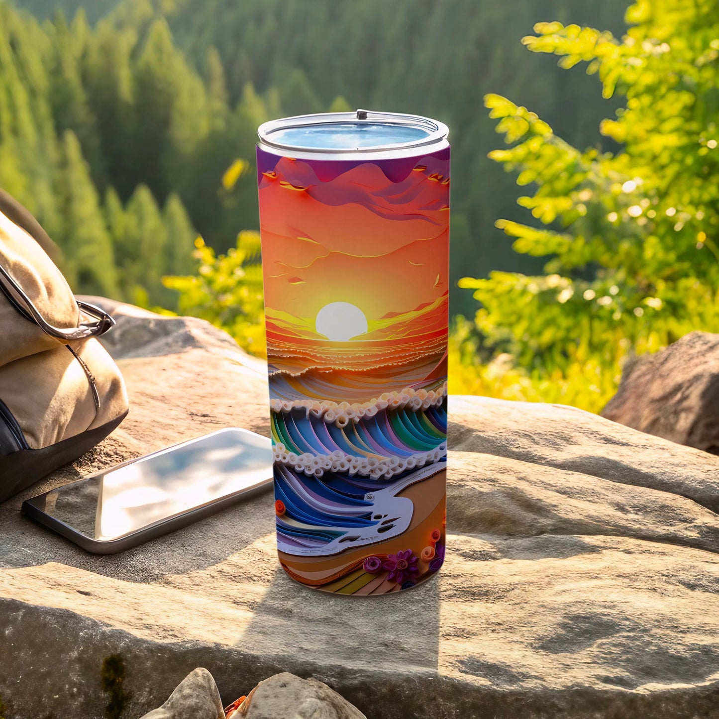 Vibrant Sunset Ocean Waves Beach Scene Tumbler product type