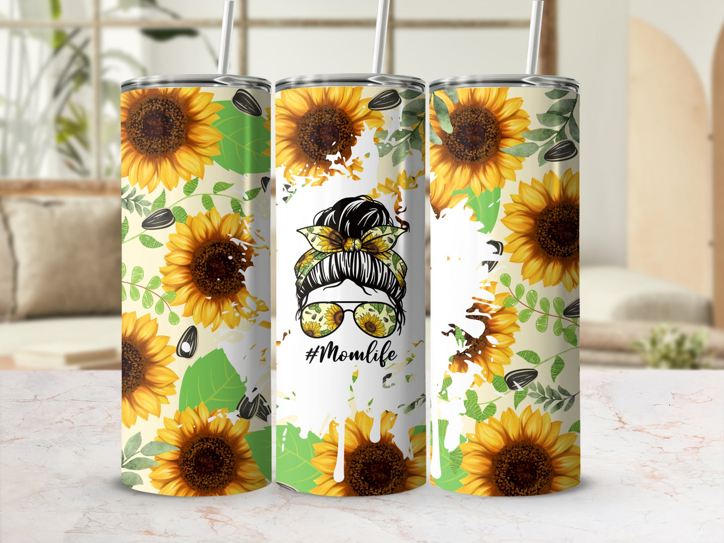 Sunflower Design #Momlife Tumbler Product
