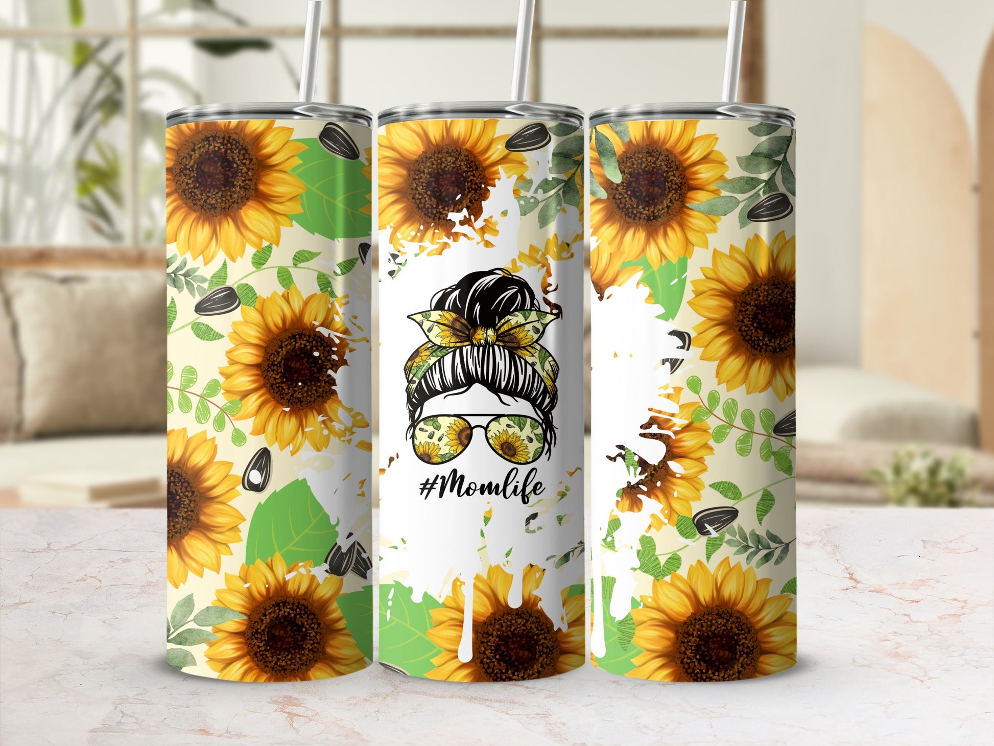 Sunflower Design #Momlife Tumbler Product
