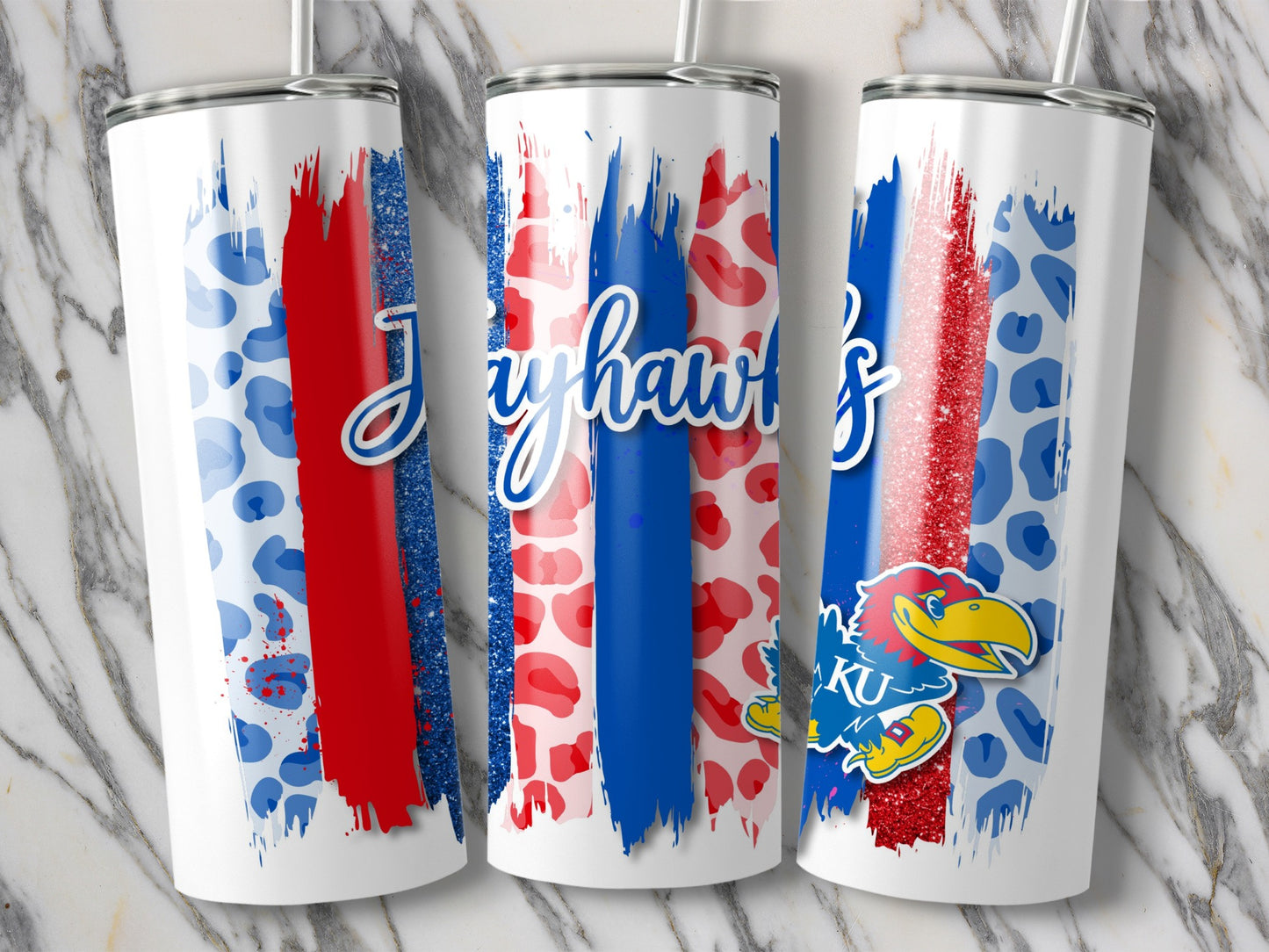 Jayhawks Colorful Stripes With KU Logo Design Tumblers