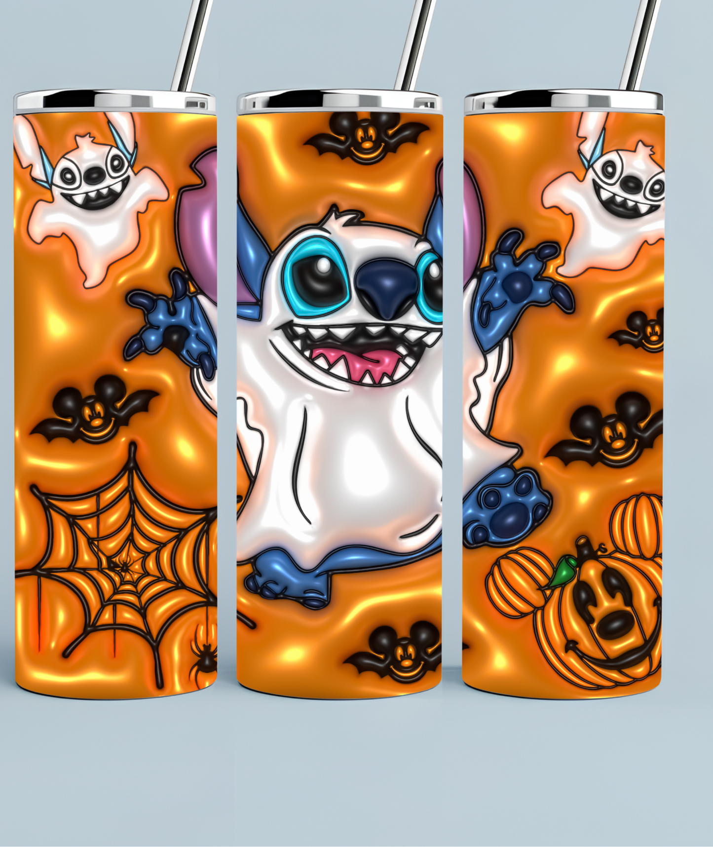 Stitch Dressed as a ghost Halloween Tumbler