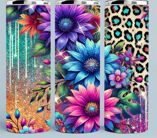 Sunflower purple, blue, pink, and teal pattern