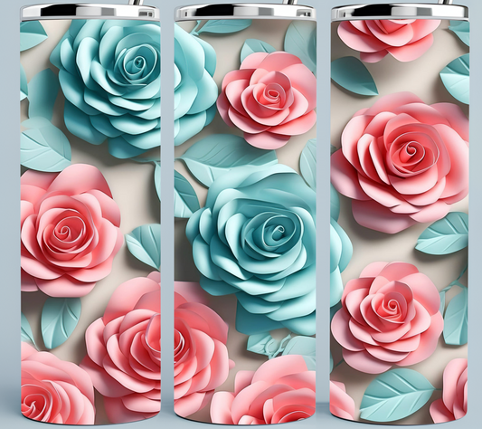 Pink and Blue Flower tumbler